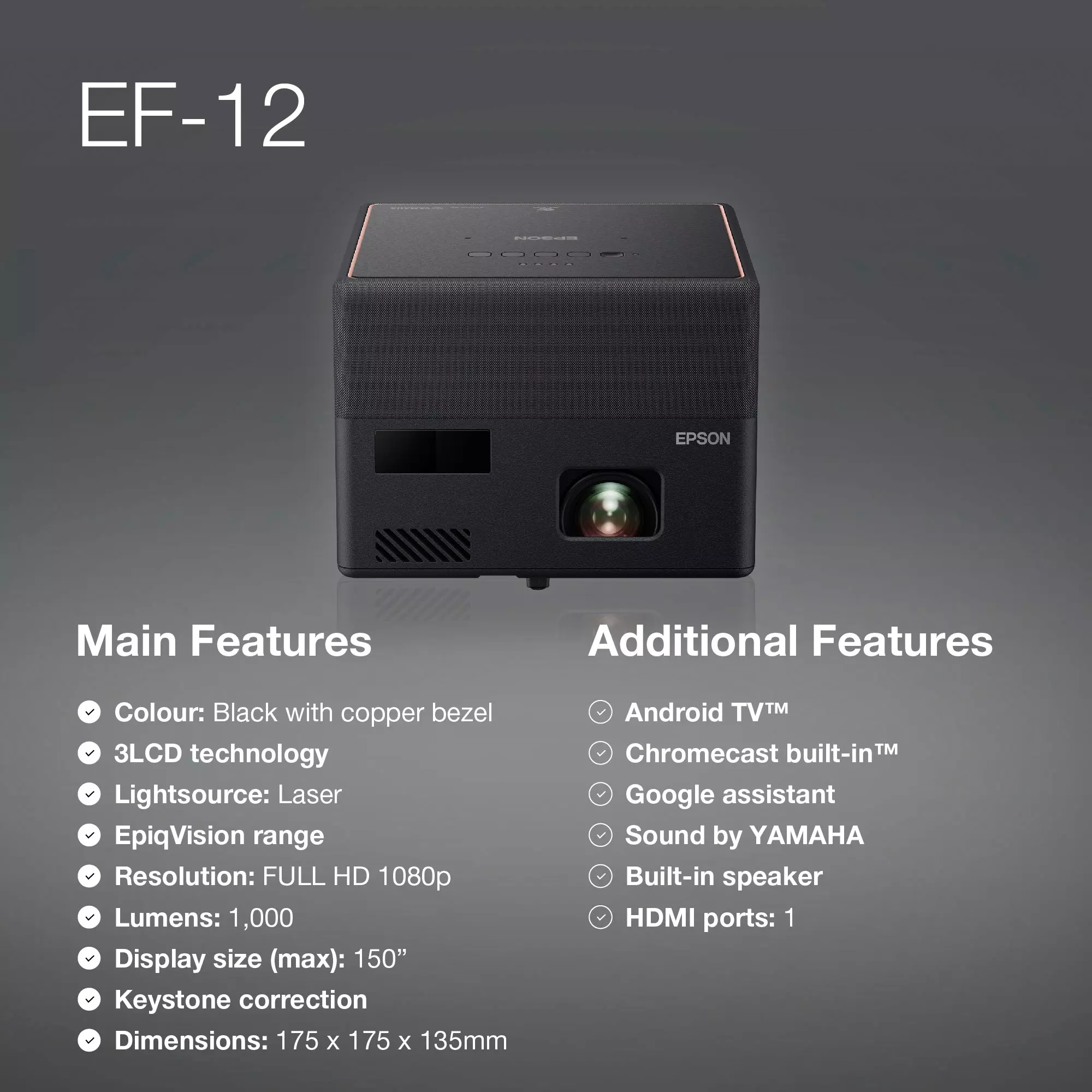 Epson EpiqVision Mini Laser Projector EF-12 (V11HA14040) - Image 2