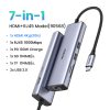 UGREEN 7 in 1 Multifunction Adapter, USB-C to USB3.0 ( 2 Port) + 4K HDMI + RJ45 + SD&TF Card Reader + PD port Converter CM512 (UG- 90568)