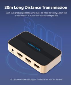 Vention 1 In 2 Out HDMI Splitter 4K@30Hz Gold Aluminum Alloy Type ACBGO