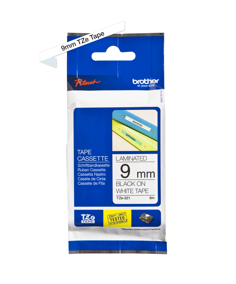 Brother Tape TZe-221 9mm Black on White