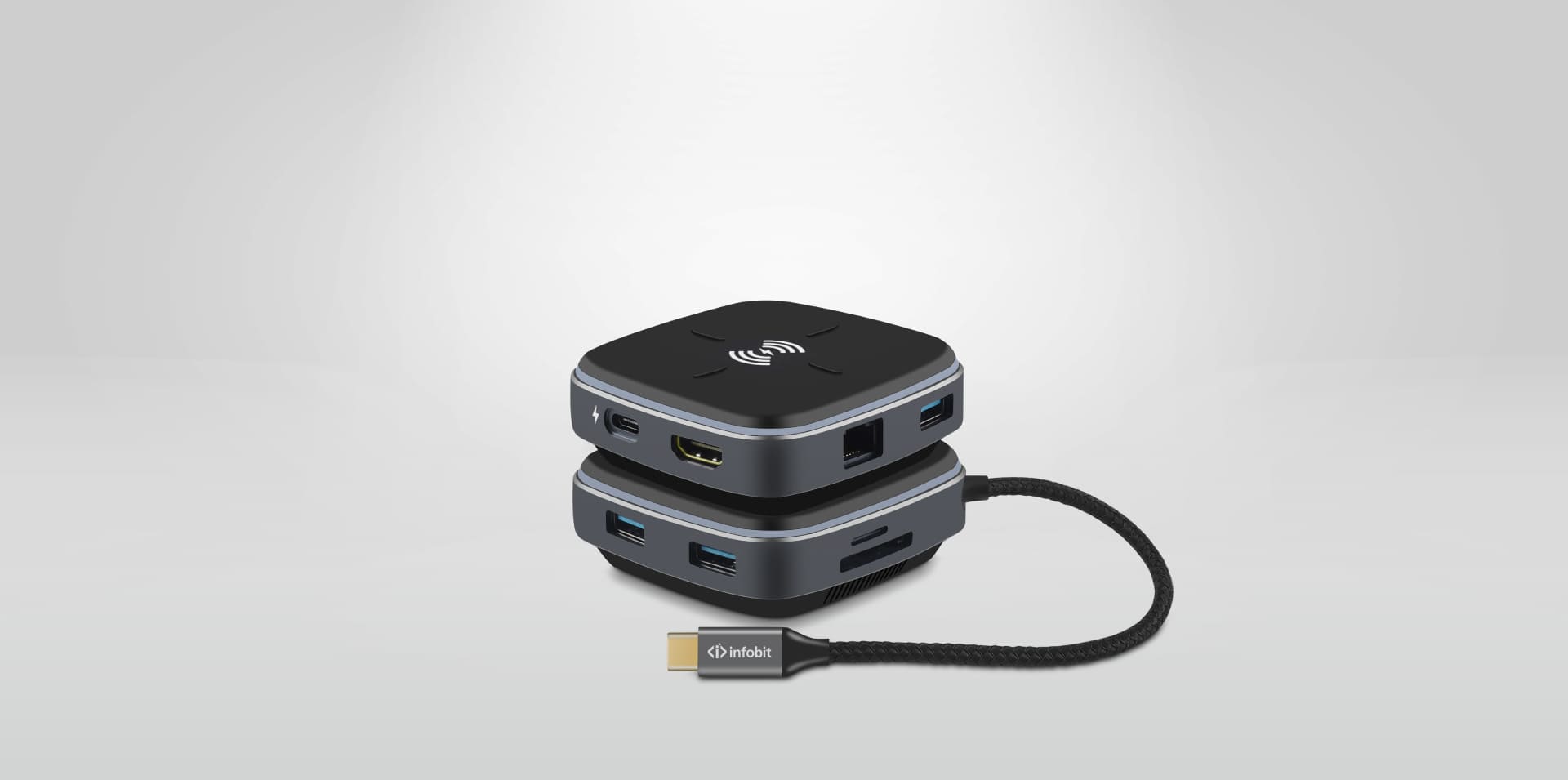 Infobit iHub 901W USB Type C Hub 9-In-1 with Wireless Charging