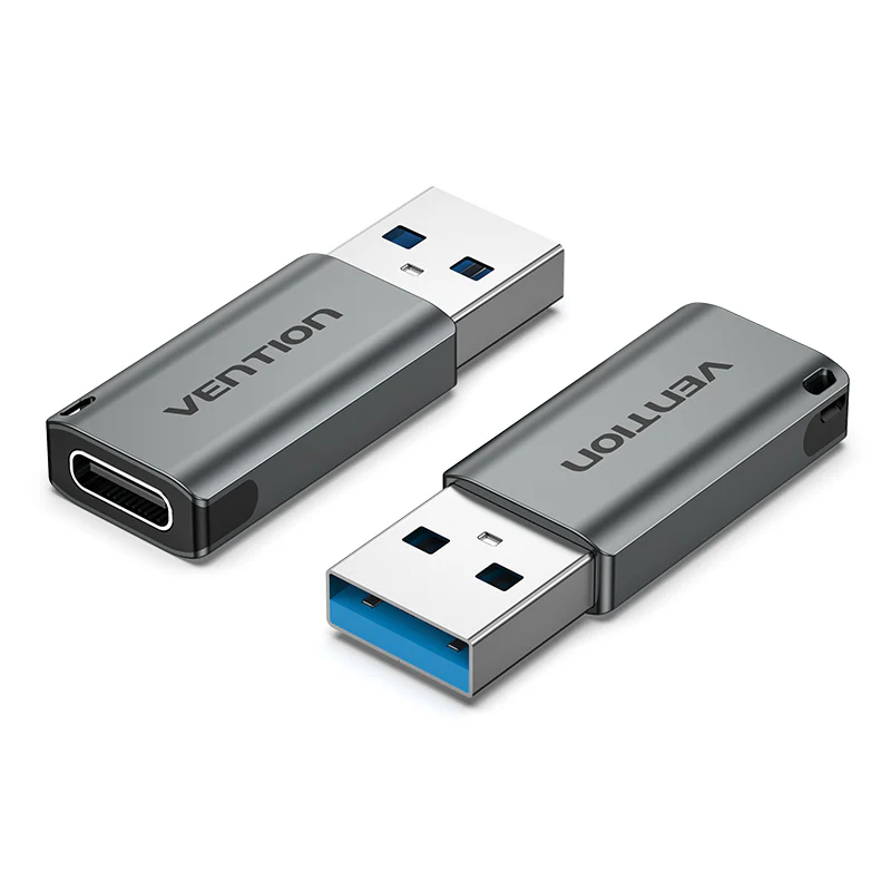 Vention USB 3.0 A Male to USB‑C Female Adapter Gray Aluminum Alloy Type CDPHO