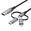 Vention USB 2.0 A to 3‑in‑1 Micro‑USB / USB‑C / Lightning Charging Cable 1M Gray Aluminum Alloy (CQJHF)