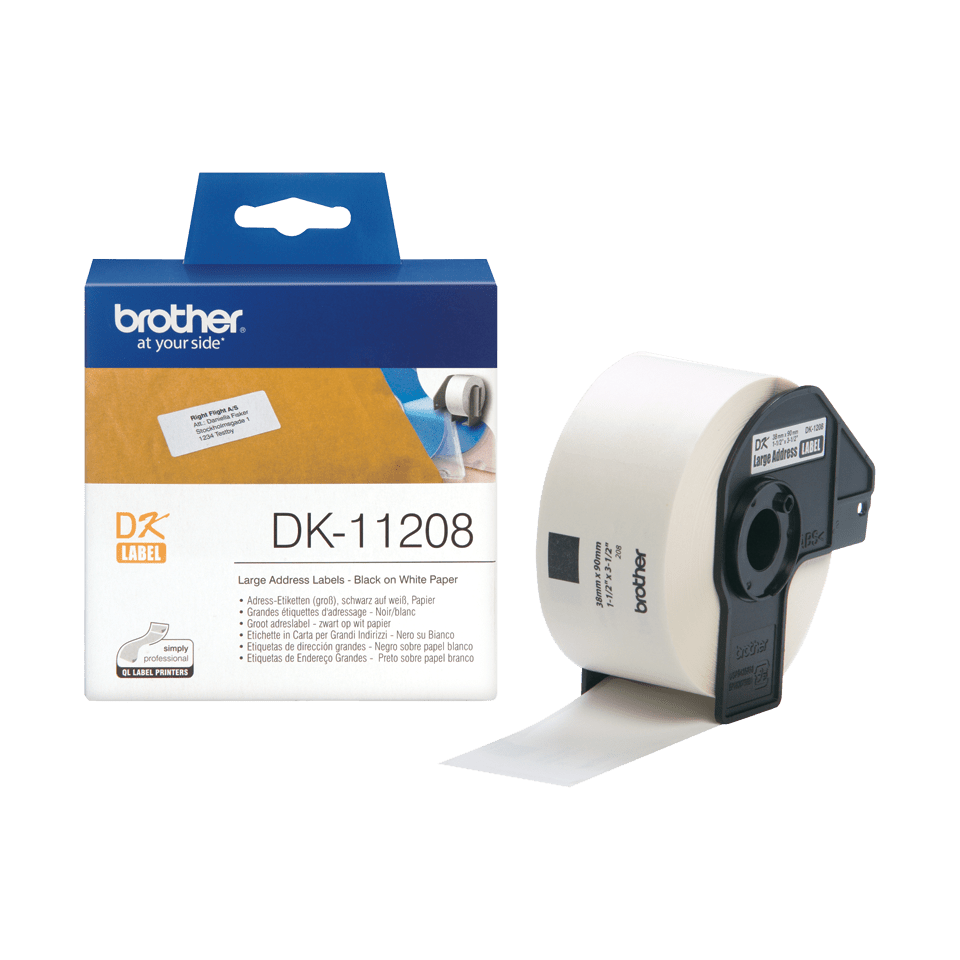 Brother DK 11208 38mm × 90mm Black-on-White