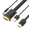Vention HDMI to VGA Cable with Audio Output and USB Power Supply 1.5m Black ABIBG