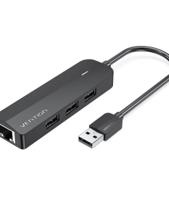 Vention 3‑Port USB 2.0 Hub with 100 M Ethernet Adapter 0.15 m Black CHPBB