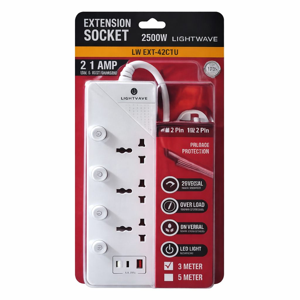 Lightwave extension socket in packaging