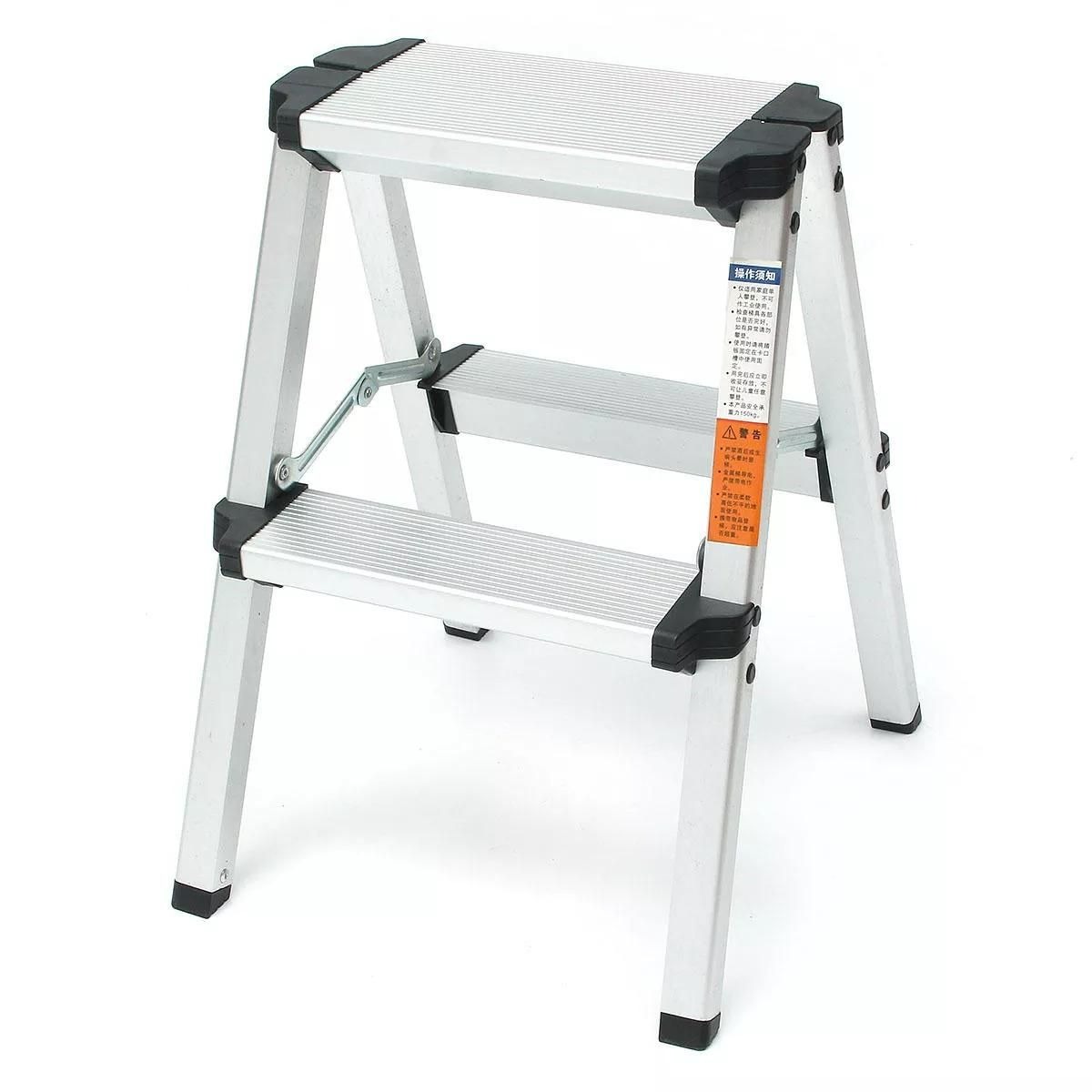 Aluminium Double Sided A Shape Step Stool Ladder 2 Steps