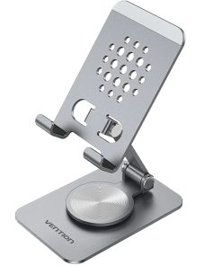 Vention KSDH0 Articulating Desk Phone Stand with 360 Rotatable Base Gray Aluminium Alloy Type