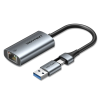 Vention USB-C + USB-A to Gigabit Ethernet Adapter 0.15M Gray Aluminum Alloy Type (CFQHB)