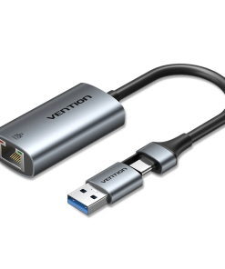 Vention USB-C + USB-A to Gigabit Ethernet Adapter 0.15M Gray Aluminum Alloy Type (CFQHB)