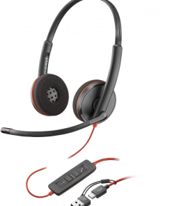 Poly Blackwire 3220 USB-C Wired Stereo Headset with Noise-Canceling Microphone and USB-C/A Adapter (8X228AA)