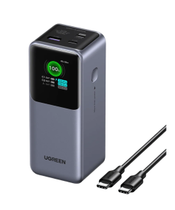• Model: PB721 • Model number: UG-35524B • Battery capacity: 20000mAh • Battery type: Lithium battery • Total output: Up to 130W • USB-C1 output: Up to 100W Power Delivery • USB-C2 output: Up to 30W Power Delivery • USB-A output: Up to 22.5W fast charging • USB-C input: Up to 65W fast recharge • Charging ports: 2 x USB-C, 1 x USB-A • Display: Digital LED battery percentage indicator • Input/output type: Two-way fast charging • Safety features: Overcharge, overcurrent, overvoltage, overheating, short-circuit protection • Material: Fire-resistant ABS and PC casing • Compatibility: USB-C laptops, MacBook, ultrabooks, tablets, smartphones, gaming consoles, wireless earbuds, and other USB-powered devices • Color: Black • Design: Compact portable form factor • Warranty: 1-year limited warranty