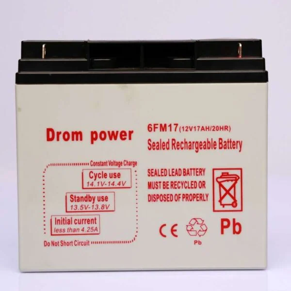 Drom Power 12V 17Ah Sealed Lead Acid Rechargeable Battery