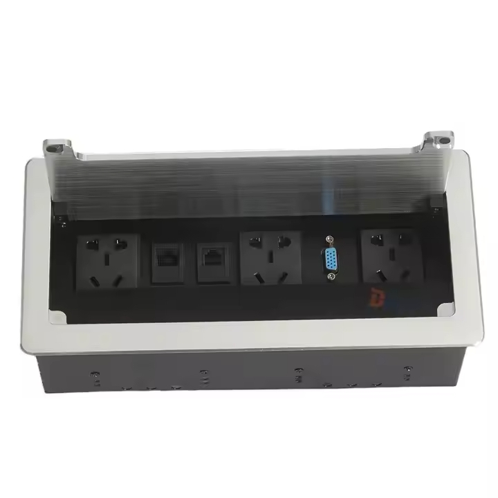 Nexa Silver Flip-Up Socket – Premium Multifunction Power and AV Connectivity Hub