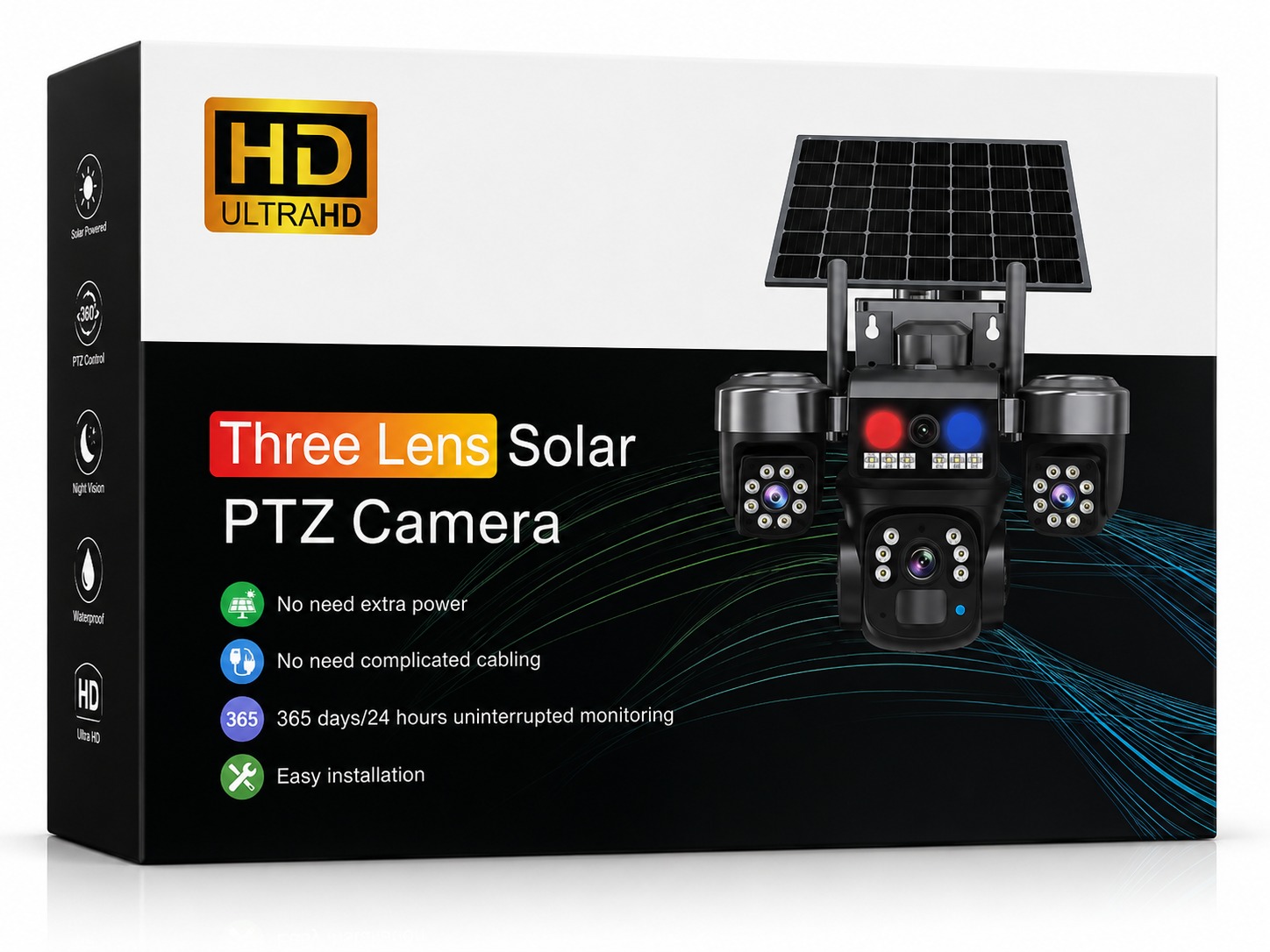 V380 Pro 4G Triple Lens Floodlight Solar PTZ Camera