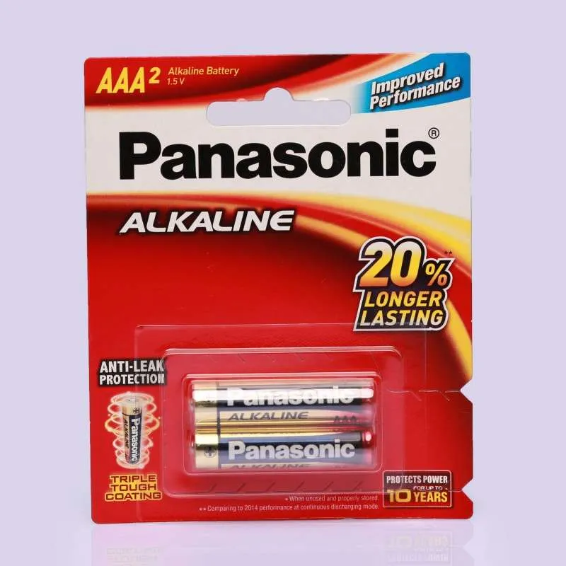 Panasonic Alkaline AAA Batteries 2 Pack Long Lasting 1.5V Power
