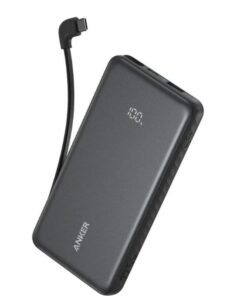 Anker Zolo Power Bank (10,000mAh, 22.5W, Built-in USB-C Cable) Black – Fast Charging Portable Power Bank