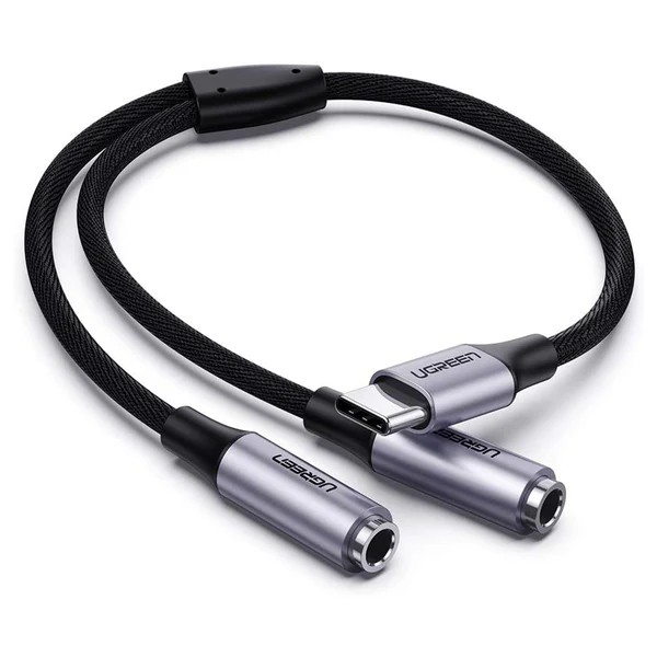 UGREEN AV142 USB-C to 3.5mm Jack Female Audio Adapter Cable 10cm Gray (UG-30632)