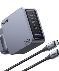 UGREEN Nexode Pro 160W 4-Port GaN Fast Charger UK Grey+1.5M 240W Cable – UG-25878