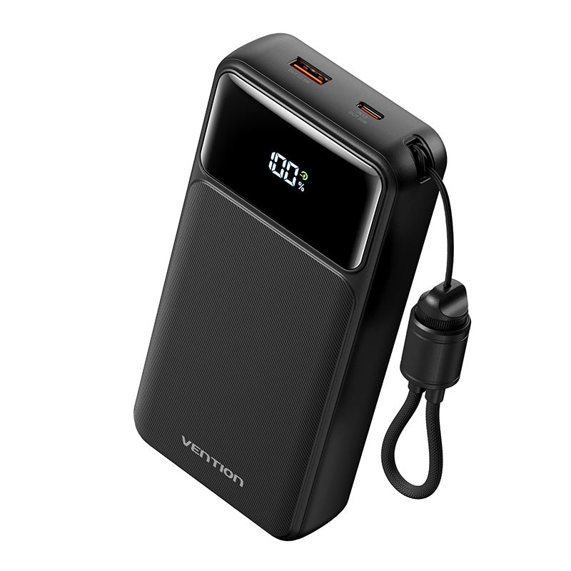 Vention 20000mAh 22.5W Power Bank (USB-C + USB-A) with Built-in Cable LED Display Type (XGYB0-40-TY)
