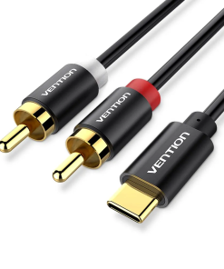 Vention Type-C to 2RCA Male Audio Cable 1.5M Black Metal