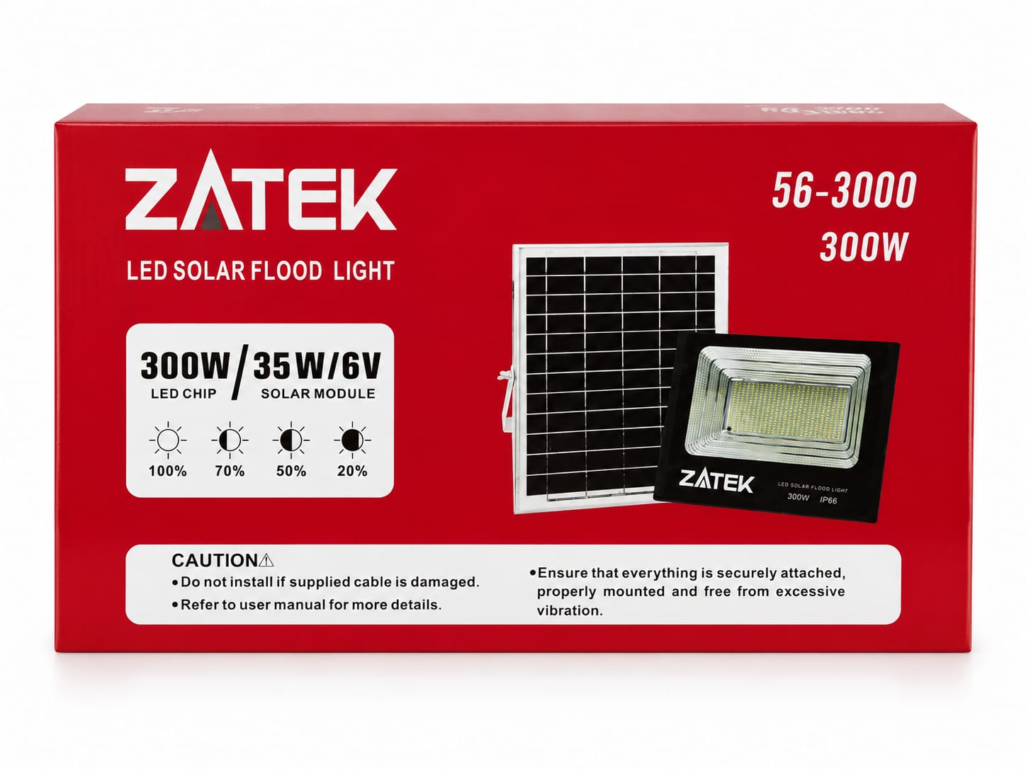 ZATEK 300W LED Solar Flood Light