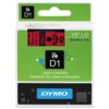 DYMO D1 12mm Black on Red Label Tape Cartridge 45017 7m