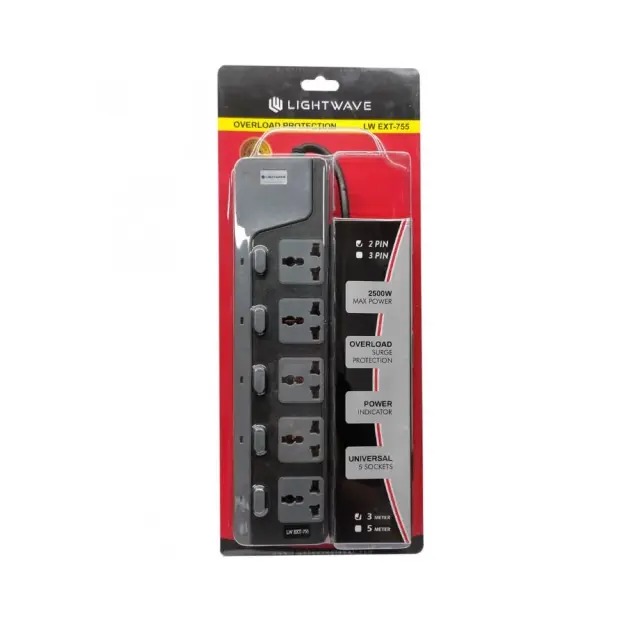 Lightwave 5-Way Extension Socket 3 Metres (LW EXT 755)