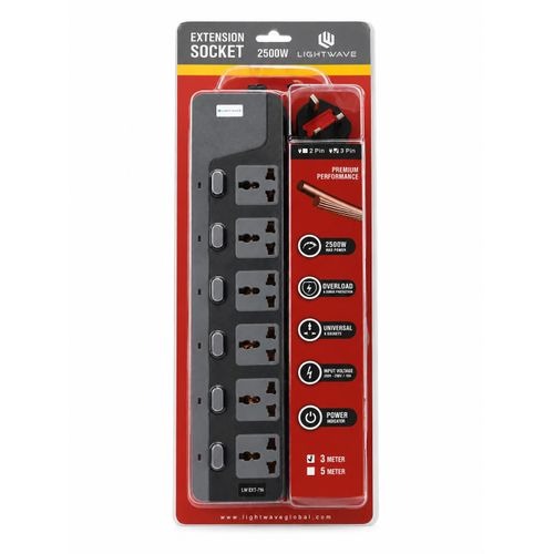 Lightwave Extension Socket 3 Metres 6-Way (LW EXT-756)