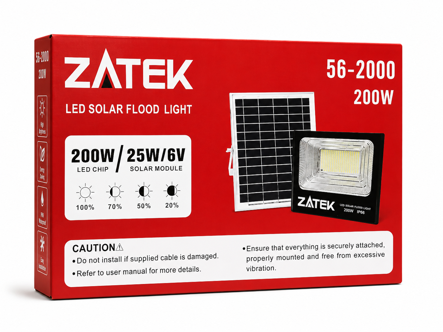 Zatek 200W LED Solar Flood Light