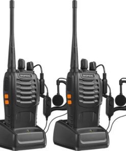 Model: Baofeng 888S Type: Rechargeable Two-Way Handheld Radio Pack Size: 2 Walkie Talkies Frequency Range: UHF 400–470 MHz Channels: 16 Pre-programmed Channels Communication Range: Up to 5 km (depending on terrain) Battery: Rechargeable 1500mAh Li-ion Battery Life: 8–10 hours per full charge Output Power: 5 Watts Build: Lightweight and durable plastic casing Audio: Clear sound with noise reduction