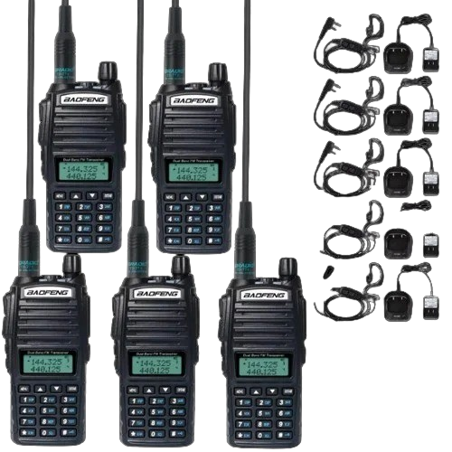 Baofeng UV-82 5W Dual Screen Walkie Talkie 5 Pieces – 8KM Range