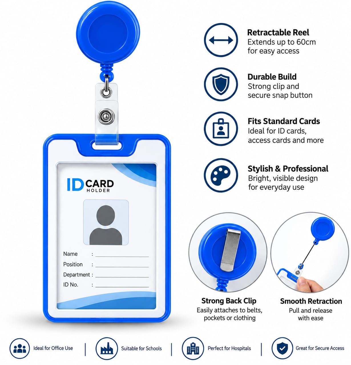 ID Retractable Badge Holder With Card Holder