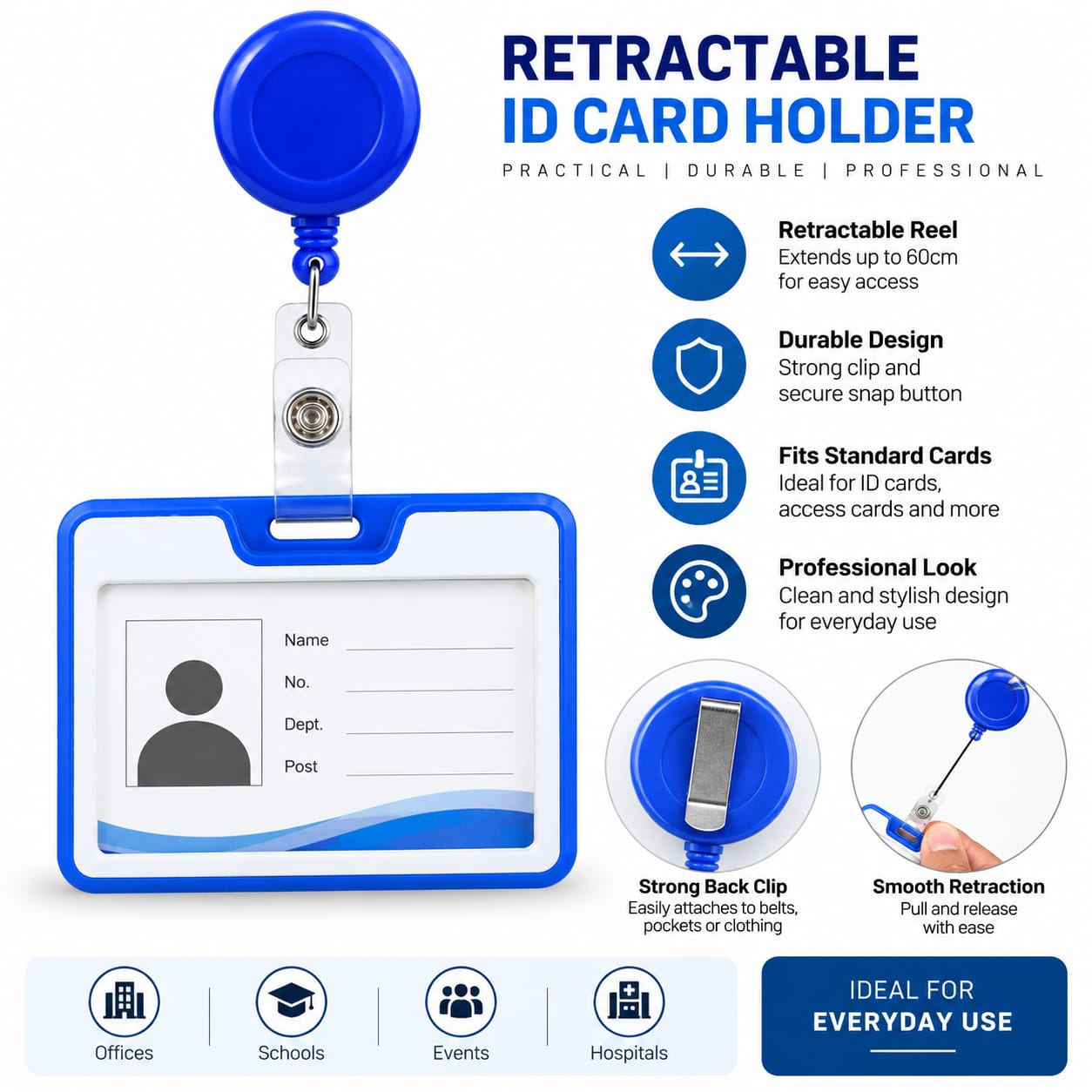 Retractable ID Card Holder With Clip
