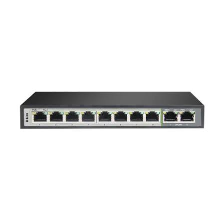 D-link DGS-F1010P-E 250M 10-Port 1000Mbps Switch with 8 PoE Ports and 2 Uplink Ports