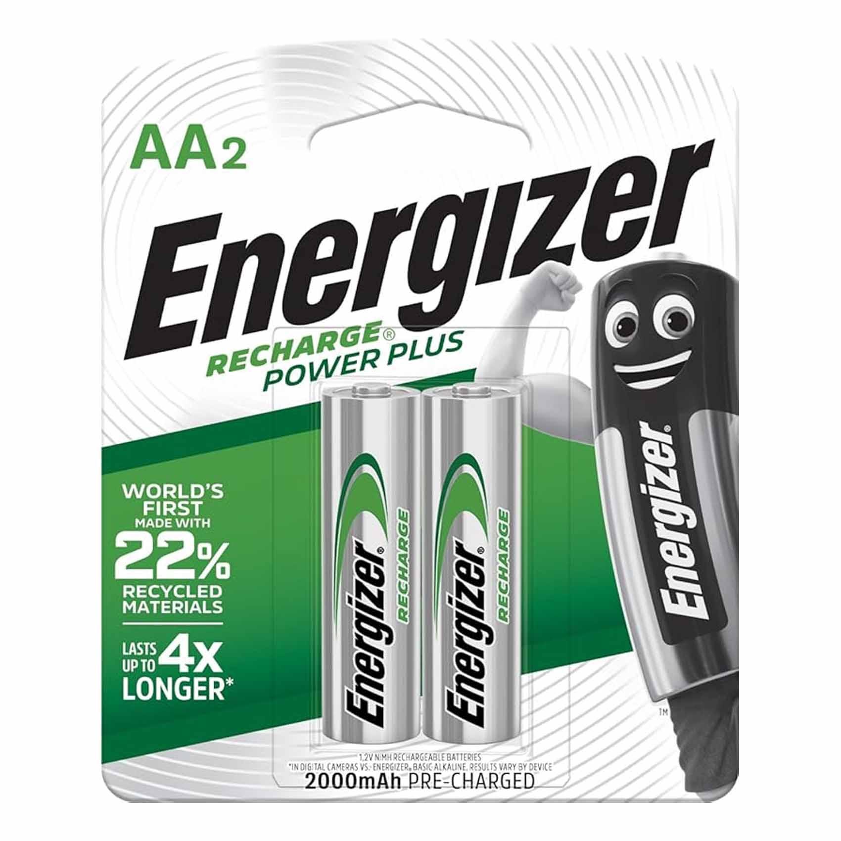 Energizer AA 2000mAh Rechargeable NiMH Batteries 1.2V 2 Pack
