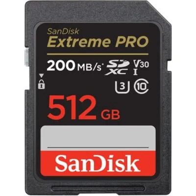 SanDisk Extreme Pro 512GB SD Memory Card, Up to 200MB/s Read Speed, UHS-I, SDSDXXD-512G-GN4IN