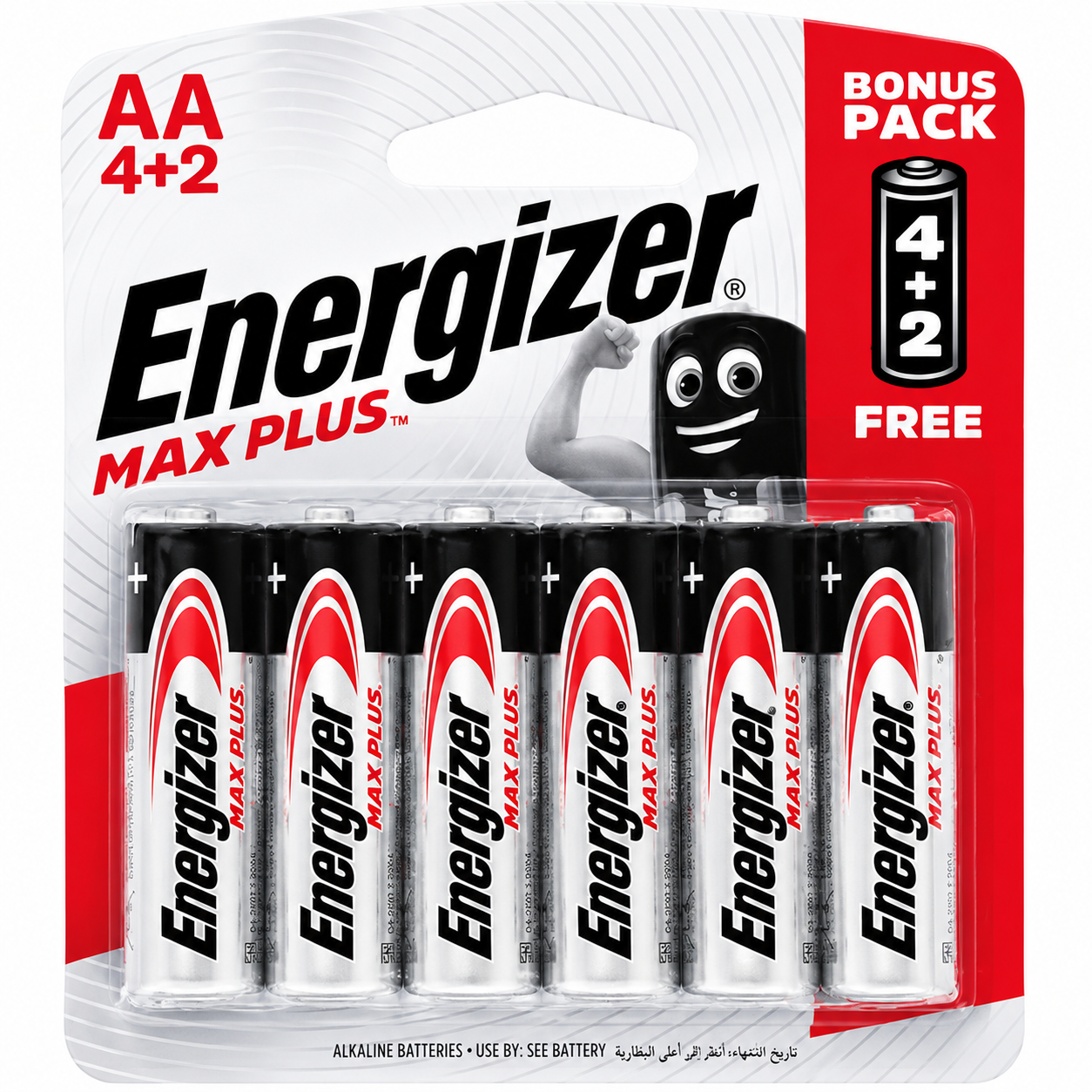 Energizer MAX Plus AA Alkaline Batteries 1.5V (4+2 Pack)