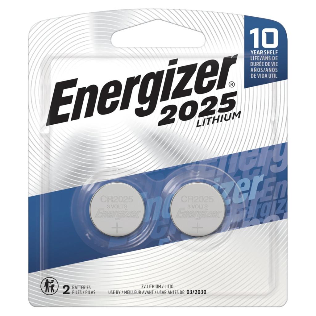 Energizer CR2025 Lithium Coin Battery 3V 2 Pack